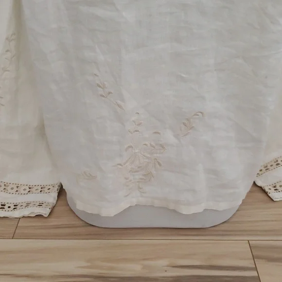 J. Jill Linen Long Sleeve Embroidered Blouse Womans L - Picture 7 of 7